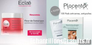 Gommage corps Eclae et pads anti-cernes Placentor à tester