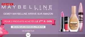 Maybelline sur Amazon: 50% de réduction sur le deuxième article