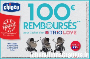 Chicco: 100€ remboursés sur les poussettes évolutives Trio Love