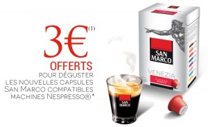3€ en bons de réduction sur le café en capsules San Marco