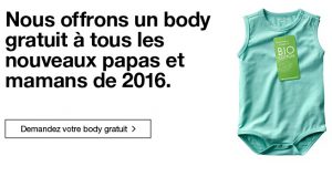 Body bébé en coton biologique offert chez Zeeman