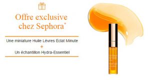 Sephora & Clarins : une miniature huile lèvres + échantillon Hydra Essentiel en cadeau