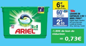 Optimisation Carrefour Market : lessive Ariel Pods 3en1 à 0,73 euros
