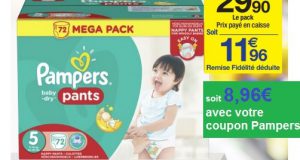 Pampers optimisation : méga pack de 72 couches Baby dry Pants à 8,96 €