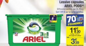 Optimisation Carrefour : lessive Ariel pods à 1,59 euros