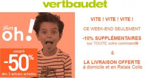 Bon plan Vertbaudet : -10% supplémentaires et frais de port offerts