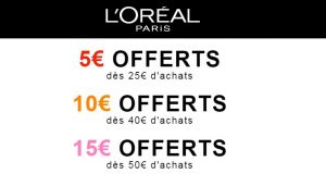 L’Oréal : jusqu’à 15€ offerts dès 50 euros d’achat